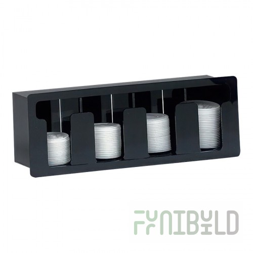 Dispense-Rite Black Acrylic 4-Section Built-In Flush-Mount Lid Organizer FML-4