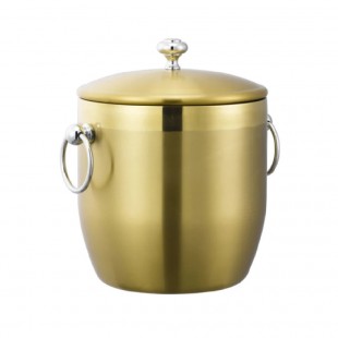 Service Ideas IB3BSVG 7.5 Inch Ice Bucket 3 Liter Stainless Steel with Gold Finish