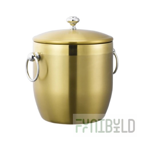 Service Ideas IB3BSVG 7.5 Inch Ice Bucket 3 Liter Stainless Steel with Gold Finish