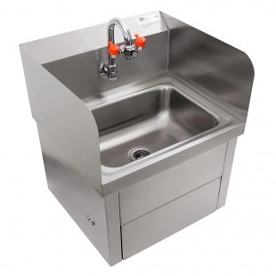 John Boos PBHS-W-1410-1DM 14 Inch Hand Sink Wall Mounted Stainless Steel with Basket Drain