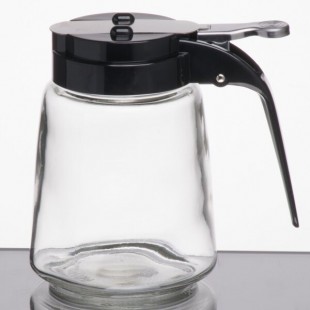 TableCraft 1370BK 8 oz. Modern Glass Syrup Dispenser with Black ABS Top - 12/Pack