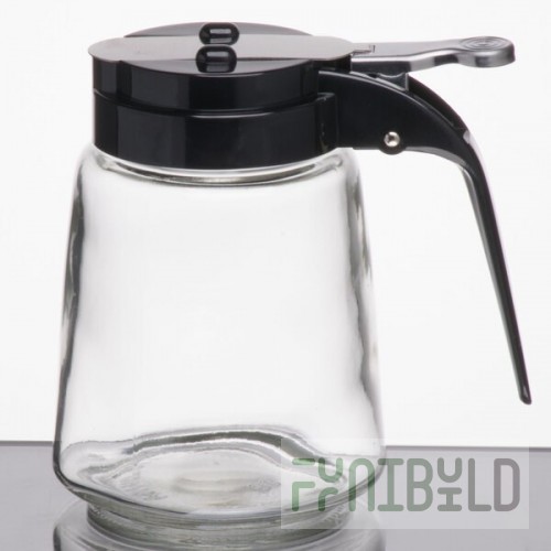 TableCraft 1370BK 8 oz. Modern Glass Syrup Dispenser with Black ABS Top - 12/Pack