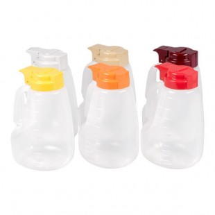 TableCraft PP48A Assorted Option 48 oz. Dispenser Jar with Colored Top - 6/Pack