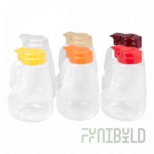TableCraft PP48A Assorted Option 48 oz. Dispenser Jar with Colored Top - 6/Pack