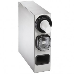 Vollrath K58823-S-A Stainless Steel 1-Slot Vertical 8 - 44 oz. Countertop Cup Dispenser Cabinet with 1 LidSaver® 3 Dispenser and 1 Straw Pocket