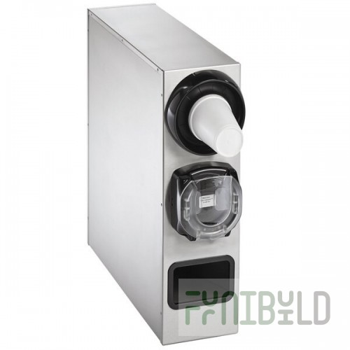 Vollrath K58823-S-A Stainless Steel 1-Slot Vertical 8 - 44 oz. Countertop Cup Dispenser Cabinet with 1 LidSaver® 3 Dispenser and 1 Straw Pocket