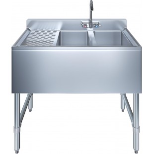 AllPoints 19-63C 23 Inch Stainless Steel Three Compartment Bar Sink
