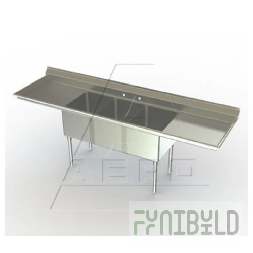 AERO Manufacturing MF3-2116-18LR 87 Inch Economy Sink with Three Compartment