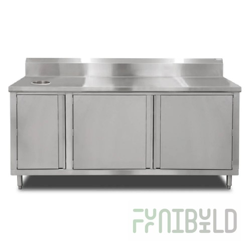 John Boos 4BU4R5-3648-R 48 Inch Beverage Unit Stainless Steel Cabinet Base with Hinged Doors
