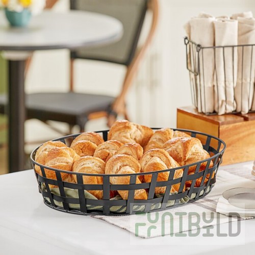 GET Enterprises 4-33454 9 Inch Oval Metal Basket Black Powder Coated