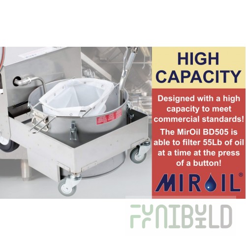 MirOil USA BS505-63465 Oil Filter Machine/Discard Trolley 2 Way Pump For Counter Top Fryers With Lift Out Fry Pans