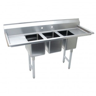 John Boos 3PB30244 95 Inch Pro-Bowl Sink 3-compartment Stainless Steel with Adjustable Feet
