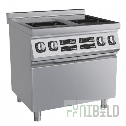 Induction cooker PEI-4/L1, 3 burners of 3.5 kW and 1 burner -2.5 kW; power consumption - 13 kW. 805(725)*900*859