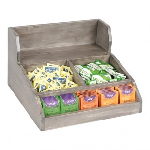 Cal-Mil Aspen Gray-Washed Pine Wood 4-Section Revolving Countertop Cup / Lid Organizer 378-110