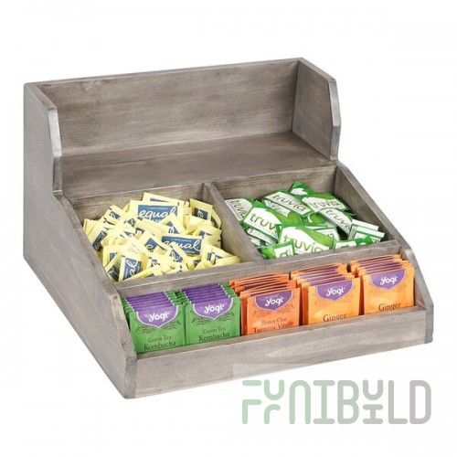 Cal-Mil Aspen Gray-Washed Pine Wood 4-Section Revolving Countertop Cup / Lid Organizer 378-110