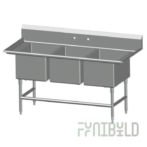 SPG International MS-3N16-2D10 Universal Stainless Convenience Store Sink Three Compartment