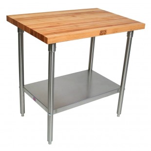 John Boos SNS01 36 Inch Wood Top Work Table with Stainless Steel Legs