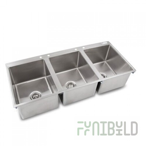 John Boos PB-DISINK162012-3 56 Inch Pro-Bowl Drop-In Sink Stainless Steel