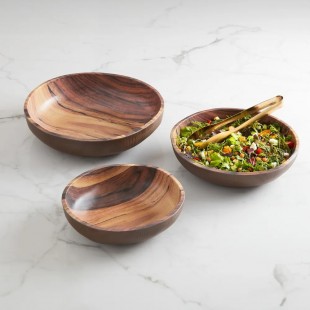 American Metalcraft AWMB12 137 Oz Melamine Bowl Acacia Wood Finish