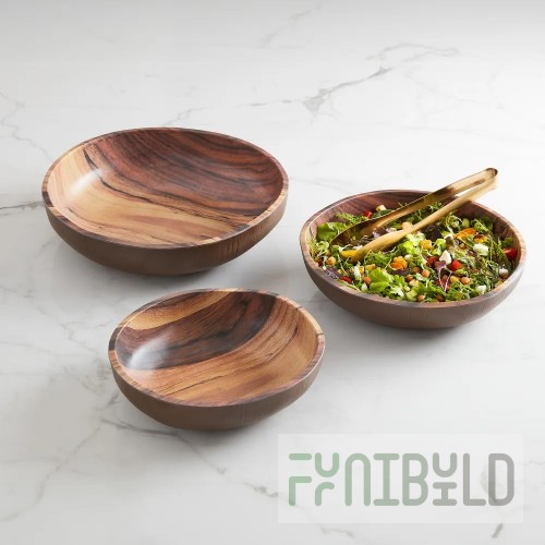 American Metalcraft AWMB12 137 Oz Melamine Bowl Acacia Wood Finish