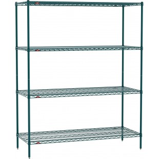 Eagle A4-74-2424VG 24 Inch 4 Tier Wire Shelving Unit with QuadTruss Design Green Epoxy Finish