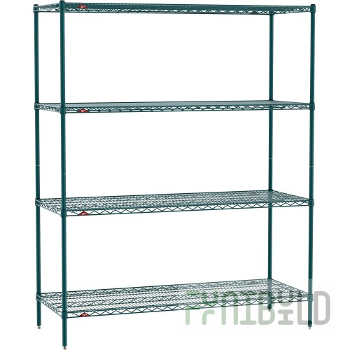 Eagle A4-74-2424VG 24 Inch 4 Tier Wire Shelving Unit with QuadTruss Design Green Epoxy Finish