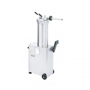 Omcan 46099 19 Inch Automatic Hydraulic Piston Sausage Stuffer Electric Stainless Steel with Transparent Spouts