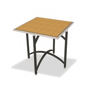 Forbes Industries 7037TG-24 36 Inch Square Collapsible Table Glass Top Stainless Steel Brushed Finish