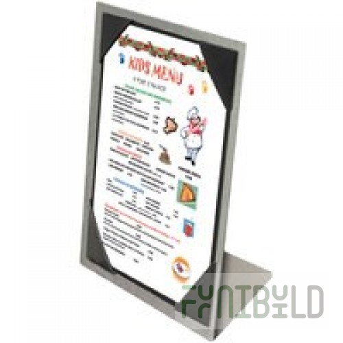 Menu Solutions MTCL-46 Alumitique Aluminum Menu Tent with Clip - Swirl Finish - 4