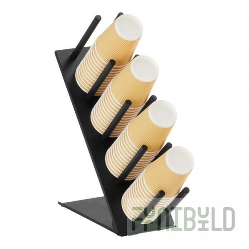 Cal-Mil Black Plastic 4-Compartment Angled Cup / Lid Organizer 22616-13
