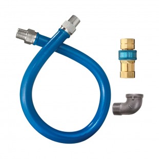 Dormont CAN16100BPQR48BX 1 Inch Diameter Moveable Gas Connector Stainless Steel Blue Antimicrobial PVC 48 Inch Long with Restraining Device