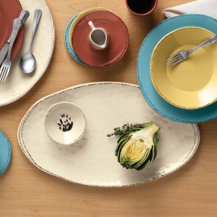 Libbey APS 84195 20 Inch Melamine Serving Tray with Non-slip Feet Black