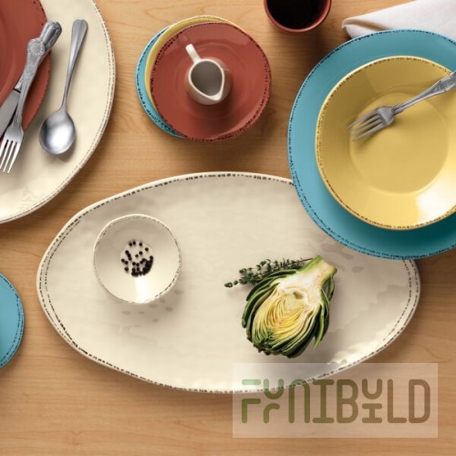 Libbey APS 84195 20 Inch Melamine Serving Tray with Non-slip Feet Black