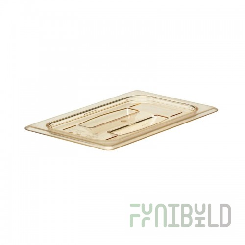 Cambro 40HPCH150 1/4 Size High Heat Food Pan Cover With Handle Amber