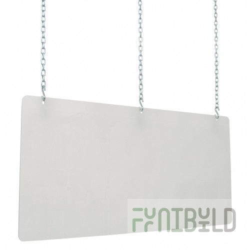Eagle BGCM-2436 36 Inch Breath Shield Ceiling Mount Plexiglass Panel with Chains and Hooks