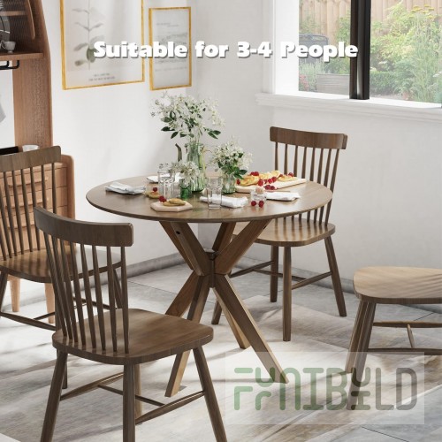 Forbes Industries PLY36RDMXEIC-TBN 36 Inch Round Cafe Table with Plywood Top and UV Finish