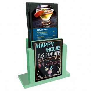 Menu Solutions WDMH-WET Washed Teal Wood Menu Holder with 4