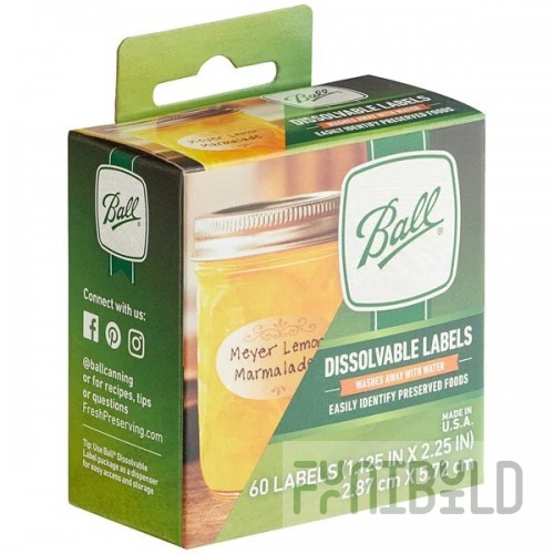 Ball 1440010734 Dissolvable Oval Canning Labels - 60/Pack