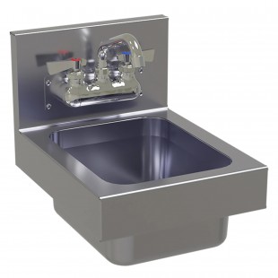 Glastender WH-12 12 Inch Hand Sink Wall Mount Stainless Steel with Faucet