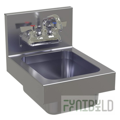Glastender WH-12 12 Inch Hand Sink Wall Mount Stainless Steel with Faucet