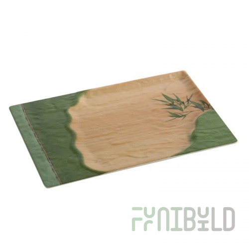 Yanco BA-314 14 Inch Bamboo Style Display Plate Melamine Rectangular
