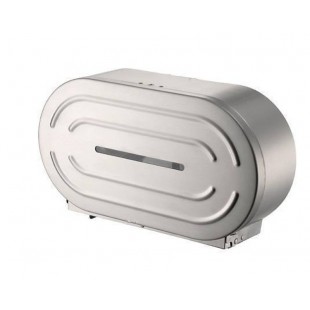 AllPoints 8009917 13 Inch Dual Jumbo Stainless Steel Tissue Dispenser with Cover
