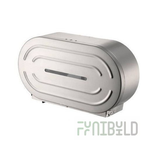 AllPoints 8009917 13 Inch Dual Jumbo Stainless Steel Tissue Dispenser with Cover