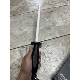 JB Prince Y314 A 10-1/2 Inch Ceramic Honing 1200 Grit with Grooves Black Handle