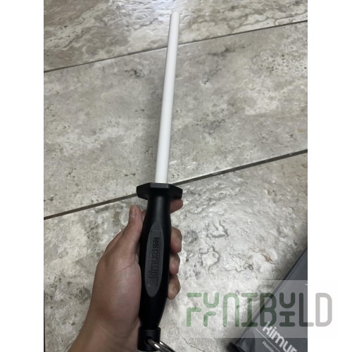 JB Prince Y314 A 10-1/2 Inch Ceramic Honing 1200 Grit with Grooves Black Handle