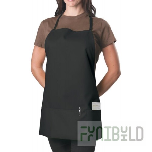 KNG 1040BLK Kng 27 In Bib Apron Black 3 Pocket