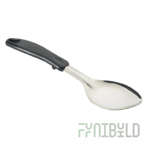 Winco BHOP-11 11 Inch Solid Basting Spoon with Black Polypropylene Handle Stainless Steel