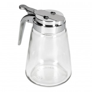 TableCraft 1371CP 12 oz. Modern Glass Syrup Dispenser with Chrome Plated ABS Top