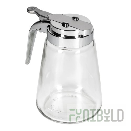 TableCraft 1371CP 12 oz. Modern Glass Syrup Dispenser with Chrome Plated ABS Top