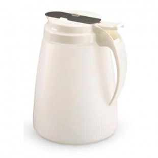 Vollrath 4748-18 48 Oz Syrup Pourer with White Polyethylene Jar and Almond Top